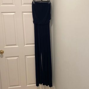 Navy blue strapless jumpsuit